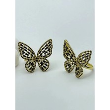 Biju Yılmaz 22K Altın Kaplama Kelebek Yüzük - 2522KY03