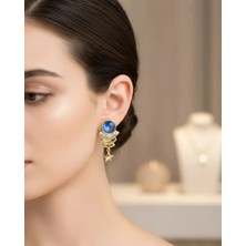 Biju Yılmaz Xuping Gold Mavi Taşlı Küpe - 25-XPKP323