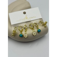 Biju Yılmaz Vip Gold Taşlı Sallantılı 6'lı Küpe - 26VIPKP56