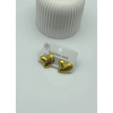 Biju Yılmaz Çelik Gold Kalp Küpe - 25-CLK49