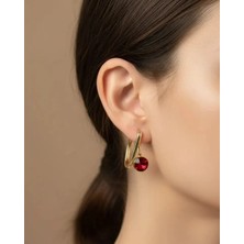 Biju Yılmaz Xuping Gold Kırmızı Taşlı Küpe - 25-XPKP269