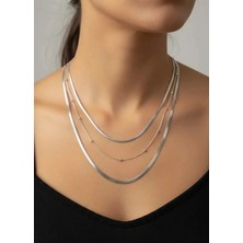 Biju Yılmaz Çelik Silver 3'lü Dorika Italyan Kolye 3mm - 25-CLKK273