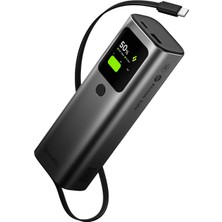Sharge Retractable 20.000 mAh 165W Taşınabilir Powerbank - MacBook ve Laptop Uyumlu Dahili Usb-C Kablolu Pd 3.1 Hızlı Şarj Cihazı