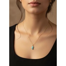 Biju Yılmaz Çelik Gold Turkuaz Deniz Kabuğu Kolye - 25-CLKK163