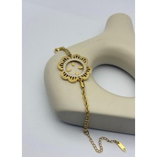 Biju Yılmaz Çelik Gold Taşlı Tasarım Çeyreklik Bileklik - 26BLK17