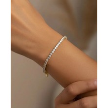 Biju Yılmaz Çelik Gold Mini Yuvarlak Taşlı Su Yolu Bileklik - 25-BLK328