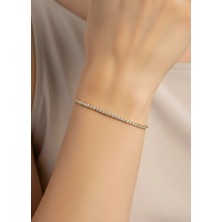 Biju Yılmaz Çelik Gold Mini Baget Taşlı Su Yolu Bileklik - 26SLB41