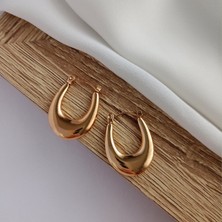 Lente Aksesuar Gold Renk Çelik Bold Damla Küpe - Suya Dayanıklı Modern Tasarım