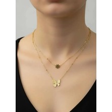 Biju Yılmaz Çelik Gold Ikili Kelebek Kolye - 25-CLKK64