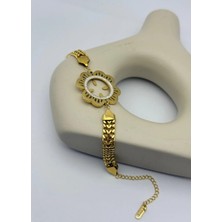 Biju Yılmaz Çelik Gold Taşlı Tasarım Çeyreklik Bileklik - 26BLK16