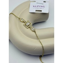 Biju Yılmaz Xuping Gold Kare Taşlı Zincir Bileklik - 25-XPB11