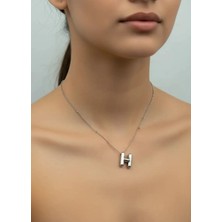 Biju Yılmaz Çelik Silver Balon H Harf Kolye - 25-CLKK38