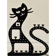 Oblivion Dekoratif Kedi Figürlü Takı Küpe Standı Lazer Kesim Ahşap Mdf