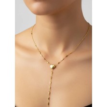 Biju Yılmaz Çelik Gold Kalp Y Kolye - 25-CLKK248