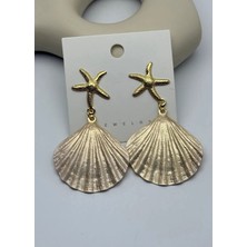 Biju Yılmaz Vip Deniz Yıldızlı Bej Istiridye Küpe - 25-VIP284