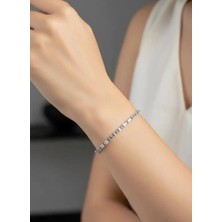 Biju Yılmaz Çelik Silver Baget Taşlı Su Yolu Bileklik - 26SLB07