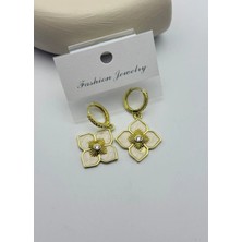 Biju Yılmaz Vip Gold Taşlı Yonca Halka Sallantılı Küpe - 26VIPKP10