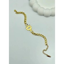 Biju Yılmaz Çelik Gold D Harf Bileklik - 25-BLK70