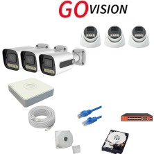 Go Vision 6'lı 4mp 4K Ultra Hd Ip Güvenlik Kamera Seti (Gece Görüşlü, Dış Mekan Uyumlu)