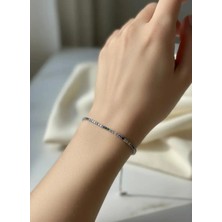 Biju Yılmaz Çelik Silver Renkli Yuvarlak Taşlu Su Yolu Bileklik - 26SLB01