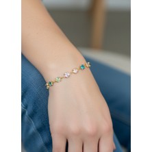 Biju Yılmaz Çelik Gold Renkli Kare Taşlı Su Yolu Bileklik - 26SLB59