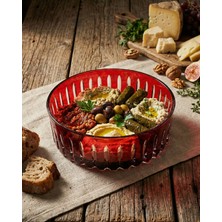 Akden Store Premium Lüks El Işçiliği Cam Kase / Renkli Sunum Kasesi 25CM