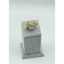 Biju Yılmaz Çelik Gold Ayarlanabilir Taşlı Yüzük - 25YZK43