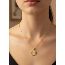 Biju Yılmaz Çelik Gold Madalyon M Harf Kolye - 25-CLKK207