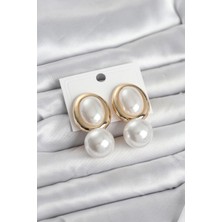 Tiklad Pirinç Gold Renk Model Incili Kadın Küpe