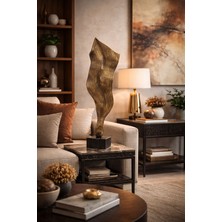 Aurora Pirinç Dekoratif Obje – Mermer Kaideli Modern Masa Üstü Biblo