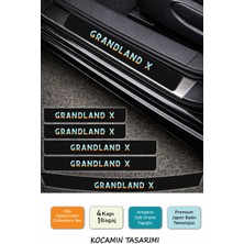 Kocamın Tasarımı Premium Opel Grandland x Karbon Kapı Eşiği Koruma Seti – 4 Kapı 1 Bagaj 5 Parça Dayanıklı Folyo