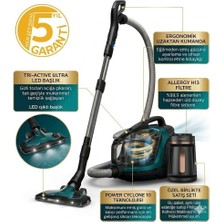 Philips Marathon Ultimate Ömür Boyu Yıkanabilir Hepa Filtre Toz Torbasız Süpürge Powercyclone 10 LED Işıklı Başlık ve Philips Türk Kahve Makinesi