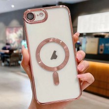 Teknomoda iPhone 16E Kılıf Kamera Lens Korumalı Renkli Magsafe Şeffaf Silikon Rose Gold