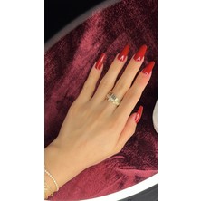 Zirkon Taşlı Modern Gold Kaplama Çelik Yüzük