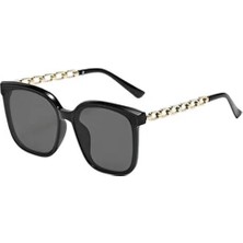 Chunky Frame Unisex Siyah 2025 Yılı Metal Yeni Sezon Güneş Gözlüğü