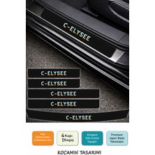 Kocamın Tasarımı Premium Citroen C-Elysee Karbon Kapı Eşiği Koruma Seti – 4 Kapı 1 Bagaj 5 Parça Dayanıklı Folyo