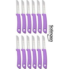 Paslanmaz Çelikten Üretilmiş Solingen 12'li Tırtıklı Meyve ve Sebze Bıçak Seti Mor Renkli