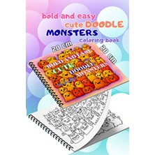 Pink Swan Craft Cute Doodle Monsters Bold And Easy – 20X20 cm Büyük Boyama Kitabı, Çocuklar ve Yetişkinler Için