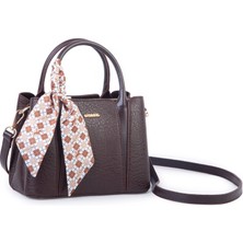 Nas Bag Şık Fularlı Mini  El ve Omuz Çantası Kahve Victoria