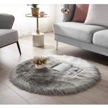 Saraz Halı Puffy Peluş Yumoş Gri