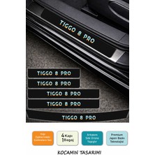 Kocamın Tasarımı Chery Tiggo 8 Pro Kapı Eşiği Koruyucu – Karbon Desenli Tiggo 8 Pro Modeline Özel 5 Parça Folyo Seti