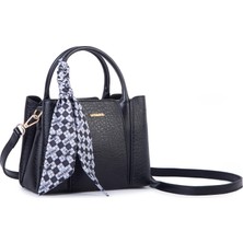 Nas Bag Şık Fularlı Mini  El ve Omuz Çantası Siyah Victoria