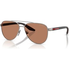 Prada Ps A52S 5AV20D 58 Linea Rossa Erkek Pilot Gun Metal Güneş Gözlüğü