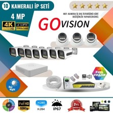 Go Vision 10'lu 4mp 4K Ultra Hd Ip Güvenlik Kamera Seti (Gece Görüşlü, Dış Mekan Uyumlu)