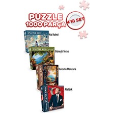 Neverland 4 Adet 1000 Parça Puzzle -Kız Kulesi ve Huzurlu Manzara ve Atatürk ve Güneşli Teras