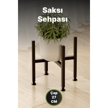 Bino Mini Saksı Sehpası Dekoratif Metal Çiçek Standı Paslanmaz Ayarlı Ayaklı 27 cm Saksılık