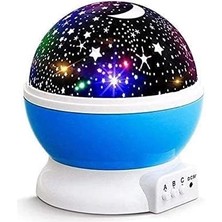 Tiklad Mavi Dönen Renkli Ay Yıldızlı Gökyüzü Yansıtmalı Projeksiyon Gece Lambası Çocuk Bebek Parti Odası