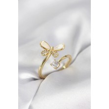 Tiklad Gold Renk Yusufçuk Model Zirkon Taşlı Kadın Yüzük