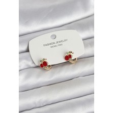 Tiklad Kiraz Model Gold Renk Pirinç Çocuk Küpe