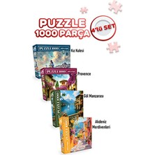 Neverland 4 Adet 1000 Parça Puzzle -Akdeniz Merdivenleri ve Göl Manzarası ve Kız Kulesi ve Provence